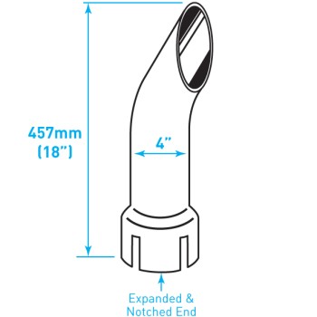 Exhaust Chrome Stubby Stack / Curved / Expanded Notched End / 4" x 18"